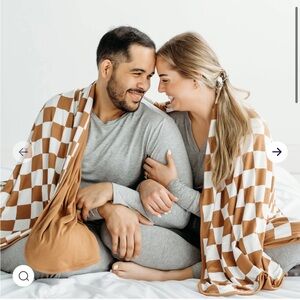 Caramel checks little sleepies oversized cloud blanket